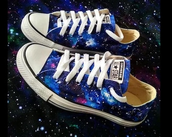 Custom Hand-Painted Galaxy Sneakers: Celestial Low Top Shoes