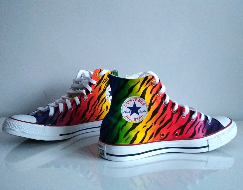 Custom rainbow tiger shoes rainbow converse animal print Custom rainbow tiger shoes rainbow converse animal print