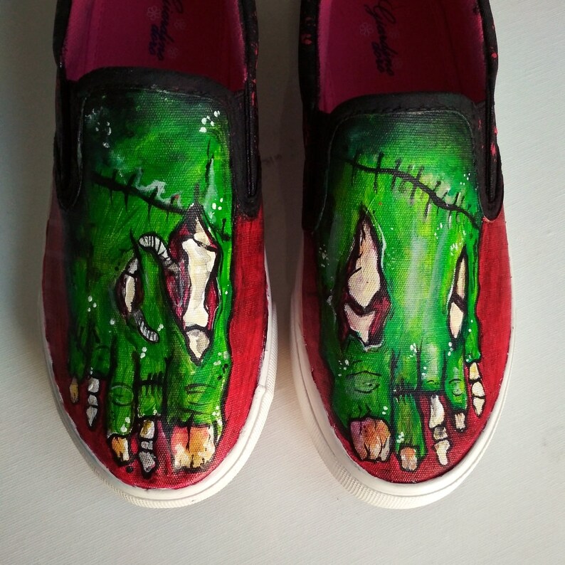 Handcrafted Zombie Foot Slip-Ons: Eerie Halloween Costume Shoes for Cosplay and Spooky Events image 3