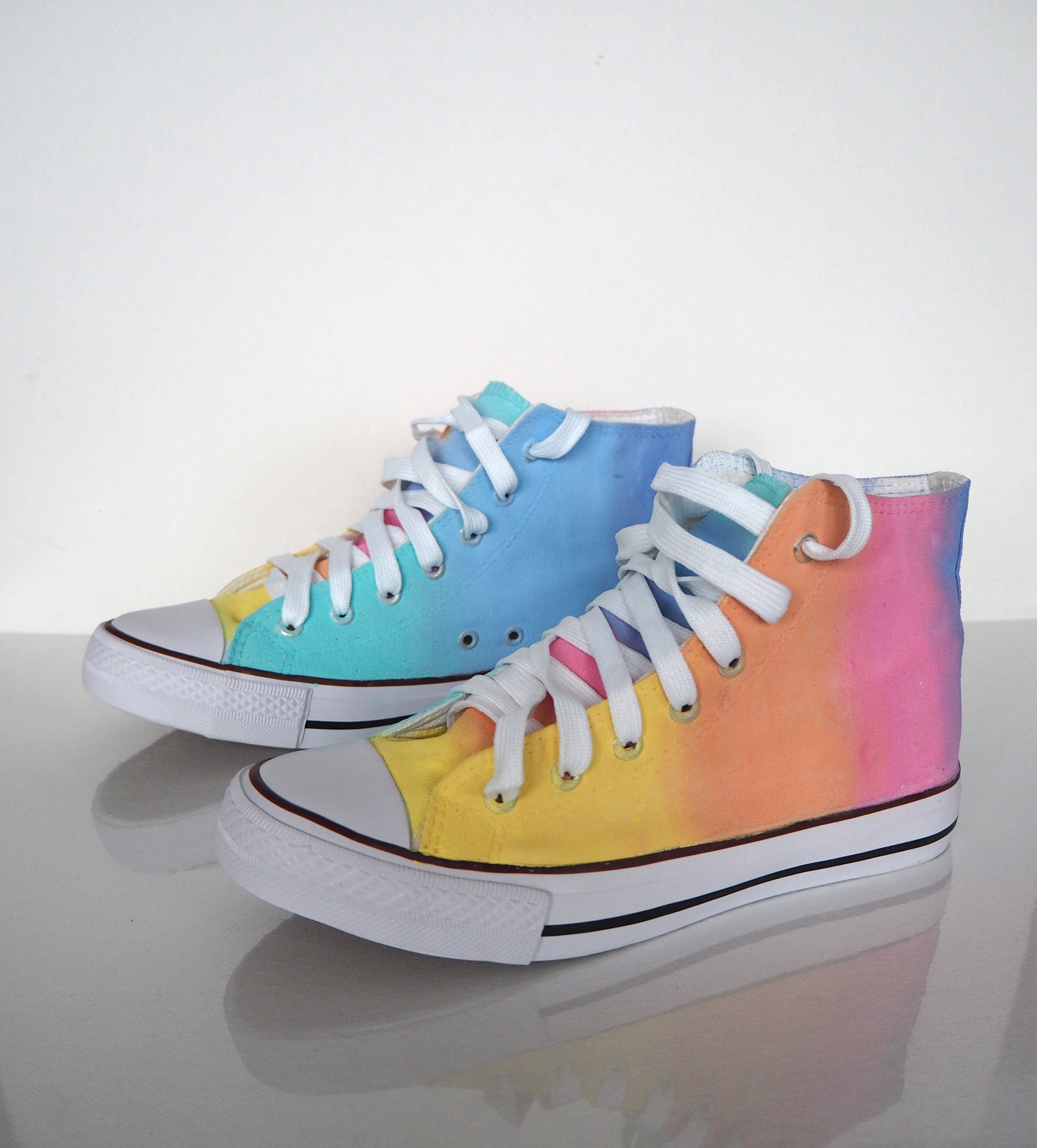 Custom Pastel Rainbow Shoes Hand Painted Rainbow Shoes Etsy Canada