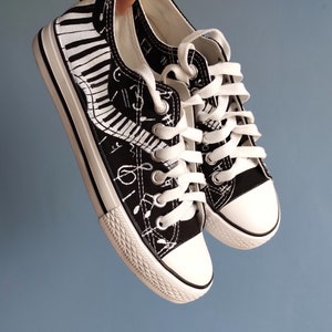 Hand-Painted Piano Key Sneakers – Custom Music Lover Shoes, Gift for Pianists, Musicians and Teachers