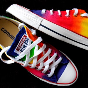 Custom Rainbow Shoes, Gay Pride Shoes, Handpainted Rainbow Sneakers, Rainbow High Top Shoes image 4