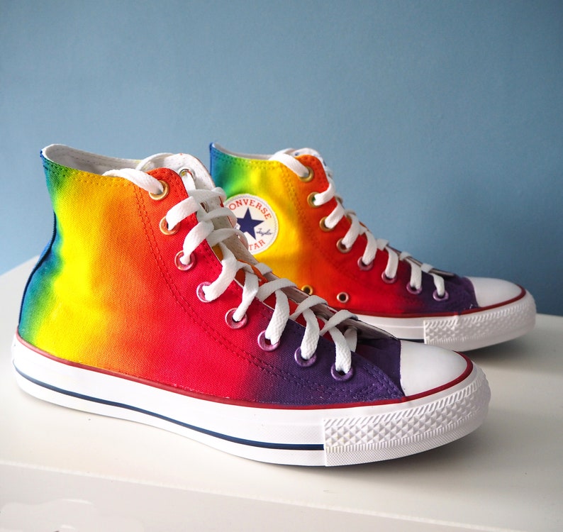 Custom Hand Painted Rainbow Shoes Rainbow Converse Pride - Etsy