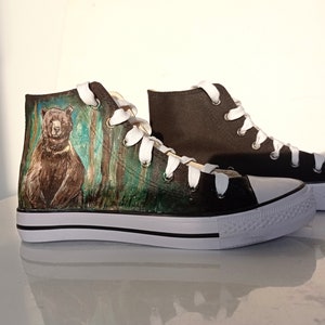 Retro Style Brown Bear Print Shoes