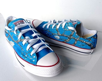 Handgeschilderde Van Gogh-sneakers met amandelbloesem: Custom Art-schoenen
