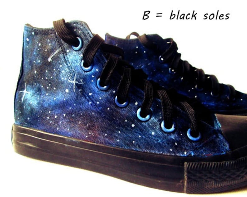 Custom Galaxy shoes, hand painted galaxy shoes, blue galaxy Converse, celestial shoes 
