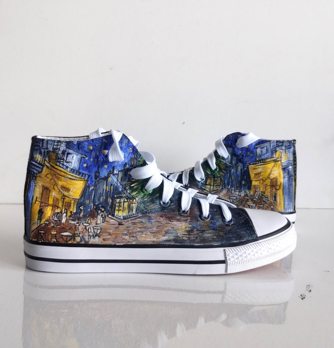 Hand Painted Van Gogh Café Terrace Custom Shoes • Art Gift - Main Image