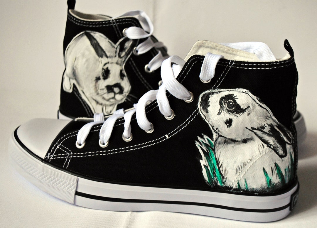 Hand-painted Rabbit Sneakers: Custom Bunny Shoes for Animal Lovers ...