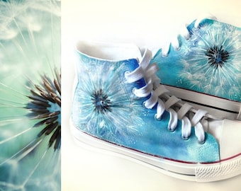 Custom hand painted dandelion shoes, floral shoes