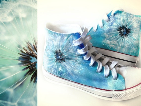teal floral shoes