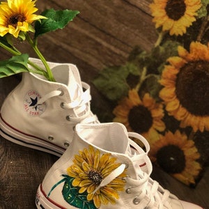 Custom Sunflower Shoes Hand Painted Sunflower White Sneakers - Etsy