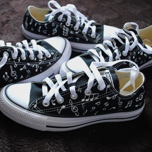 Custom hand painted music notes shoes, piano shoes, pianist gift sneakers