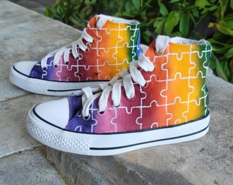 Puzzle Sneakers Low Top Canvas Puzzle Shoes - Etsy