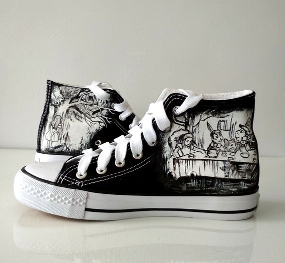 Custom Alice's Adventures in Wonderland Shoes, Hand Painted