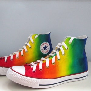 Custom Hand Painted Rainbow Shoes, Rainbow Sneakers, Pride Month Shoes ...