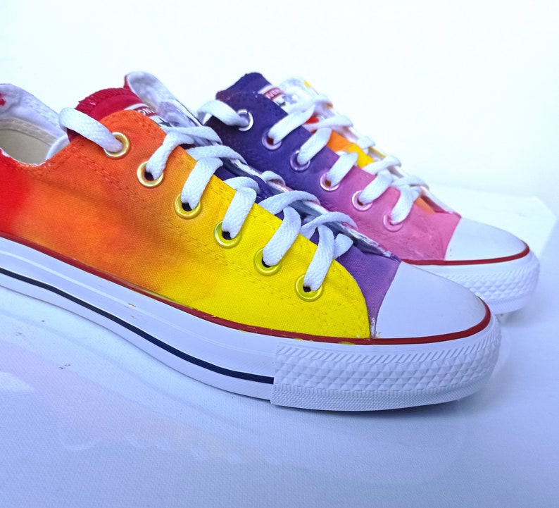 Custom Hand Painted Rainbow Shoes Rainbow Sneakers Etsy