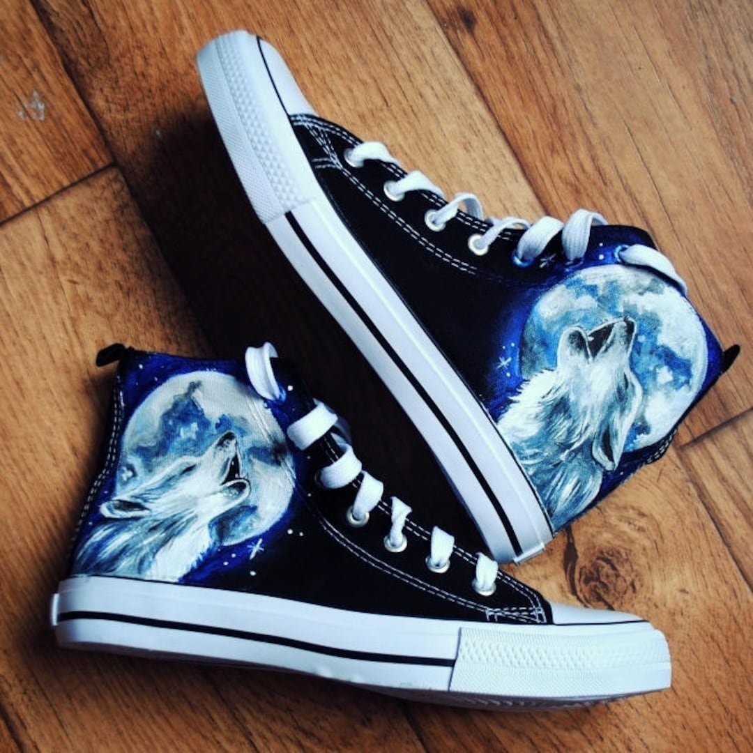 Custom Wolf Shoes Personalized Hand Painted Wolf Shoes - Etsy