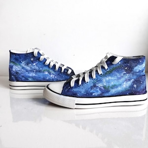 Handpainted Galaxy Shoes, Cutom galaxy shoes, celestial shoes, galaxy gift, star moon