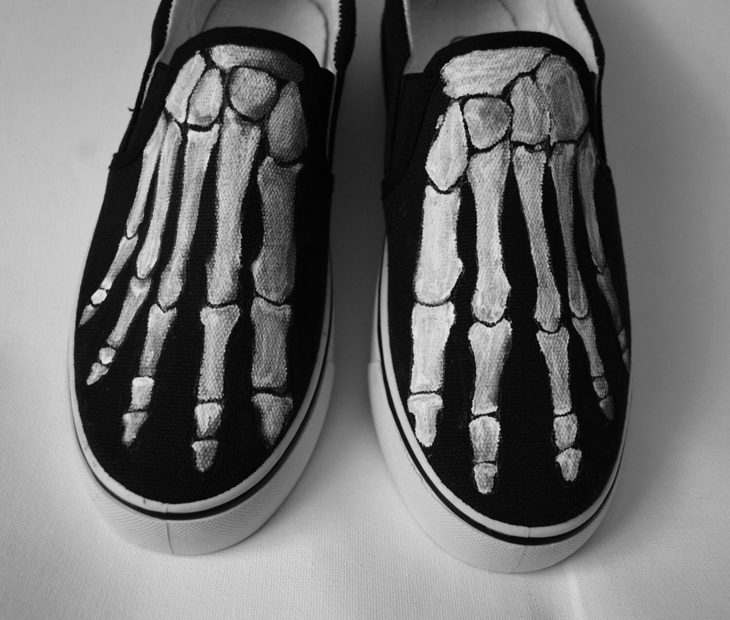 Skeleton Boney Feet Shoes Hand Painted Skeleton Shoes Glow | Etsy