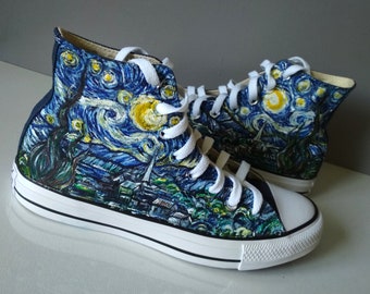 Chaussures personnalisées Van Gogh Nuit étoilée peintes à la main (36-46 EUR)