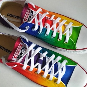 Custom Hand-Painted Rainbow Sneakers – Colorful Pride Shoes, LGBTQ+ Art, Unique Rainbow Canvas Shoes