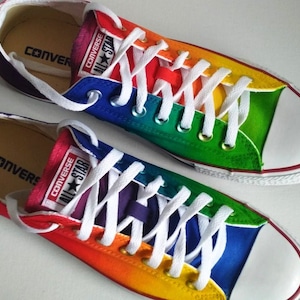 Custom hand painted rainbow shoes, rainbow sneakers