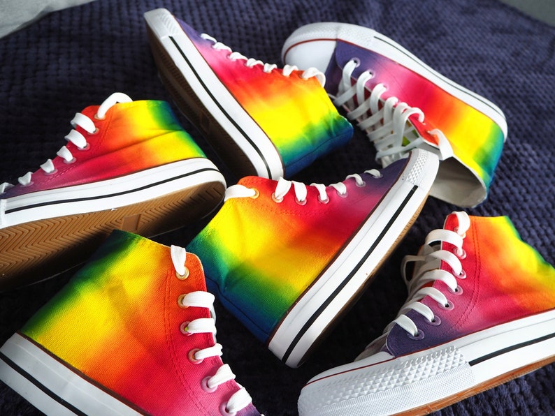 rainbow high top shoes