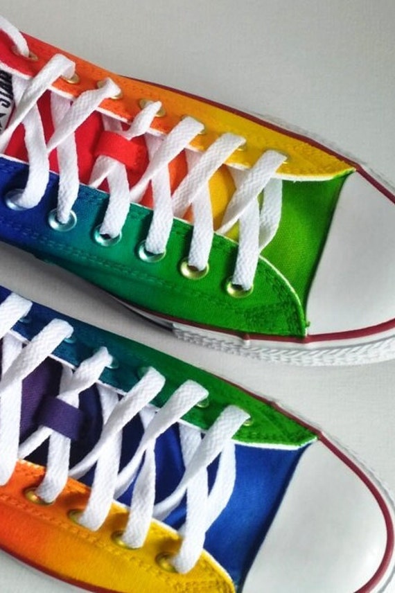 Custom Hand Painted Rainbow Shoes Rainbow Sneakers Etsy