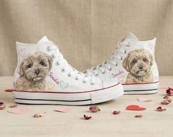 Zapatillas personalizadas con retrato de mascota: zapatos pintados a mano para San Valentín