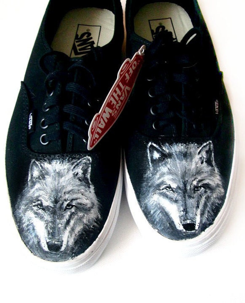 Wolf Shoes Hand Painted Wolves Shoes Animal Spirit Gift Etsy