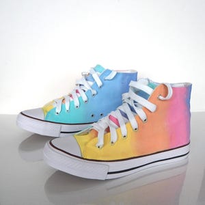 Pastel Rainbow Shoes – Hand-Painted ColorfulSneakers for Women | Custom Artistic Footwear