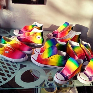 Custom Rainbow Shoes, Gay Pride Shoes, Handpainted Rainbow Sneakers, Rainbow High Top Shoes image 7