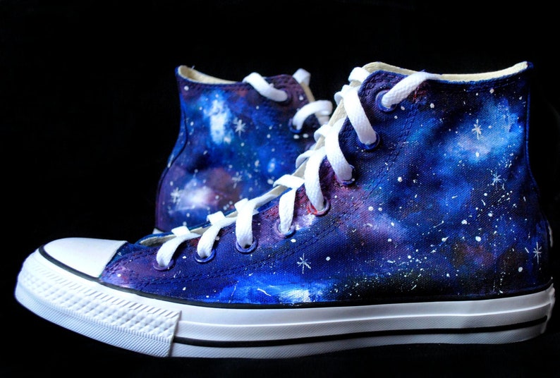 Handpainted Galaxy Shoes, Cutom galaxy shoes, galaxy Converse, celestial shoes, galaxy gift, star moon 