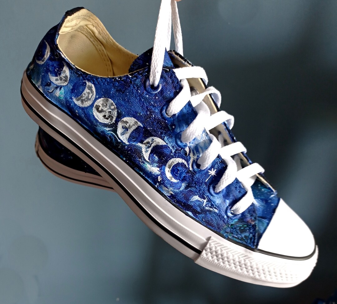 Custom Moon Phases Shoes, Galaxy Moon Sneakers, Galaxy Shoes, Celestial ...