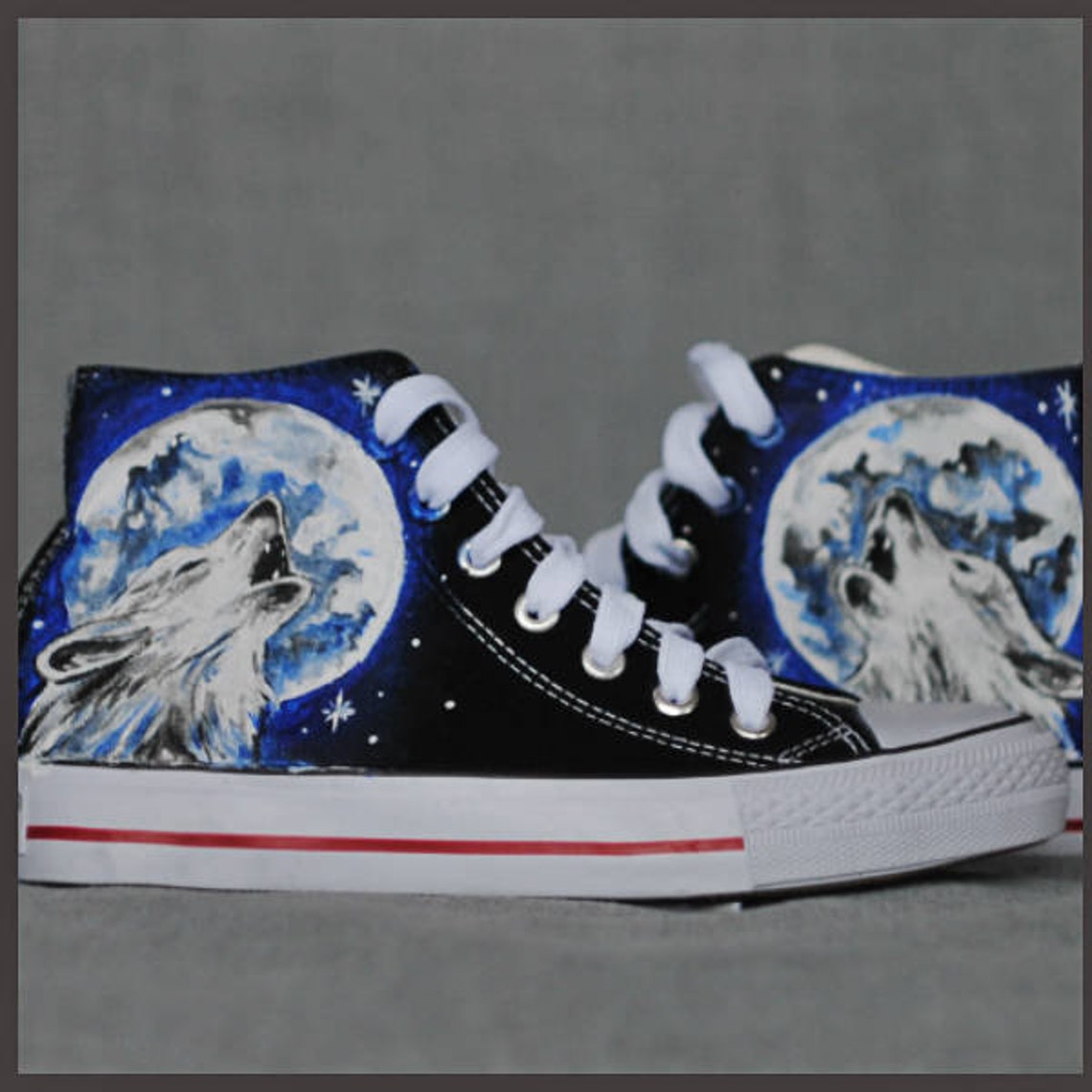 Custom Wolf Shoes Personalized Hand Painted Wolf Shoes Etsy