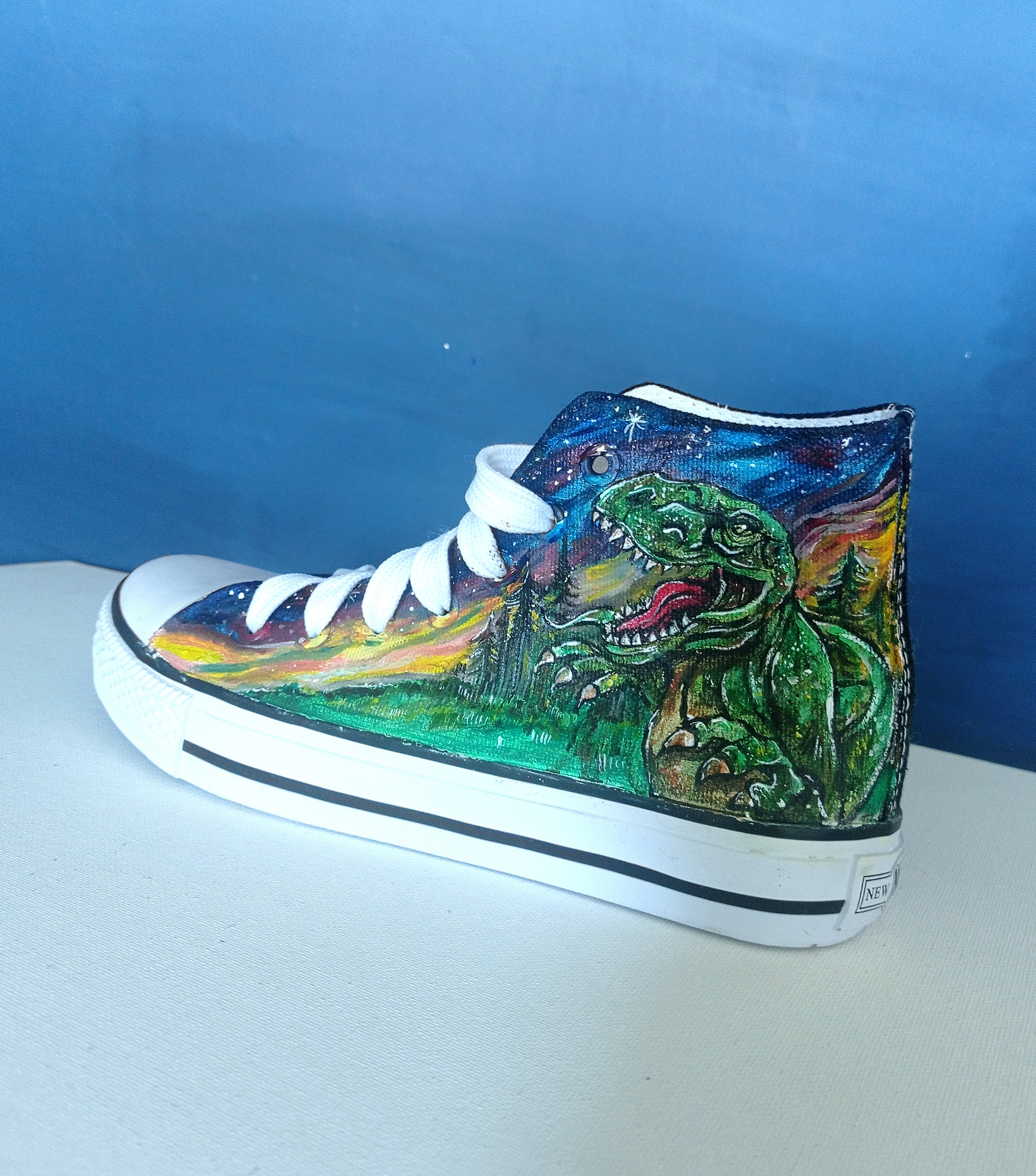 Hand-painted T-rex Sneakers: Dinosaur Shoes for Adults - Etsy display picture 2