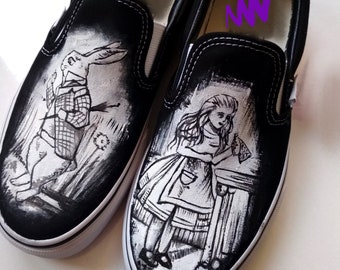 Hand-Painted Alice's Adventures in Wonderland Shoes: Custom Literary Art