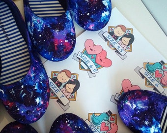 Hand-Painted Galaxy Ballet Flats: Custom Wedding Shoes