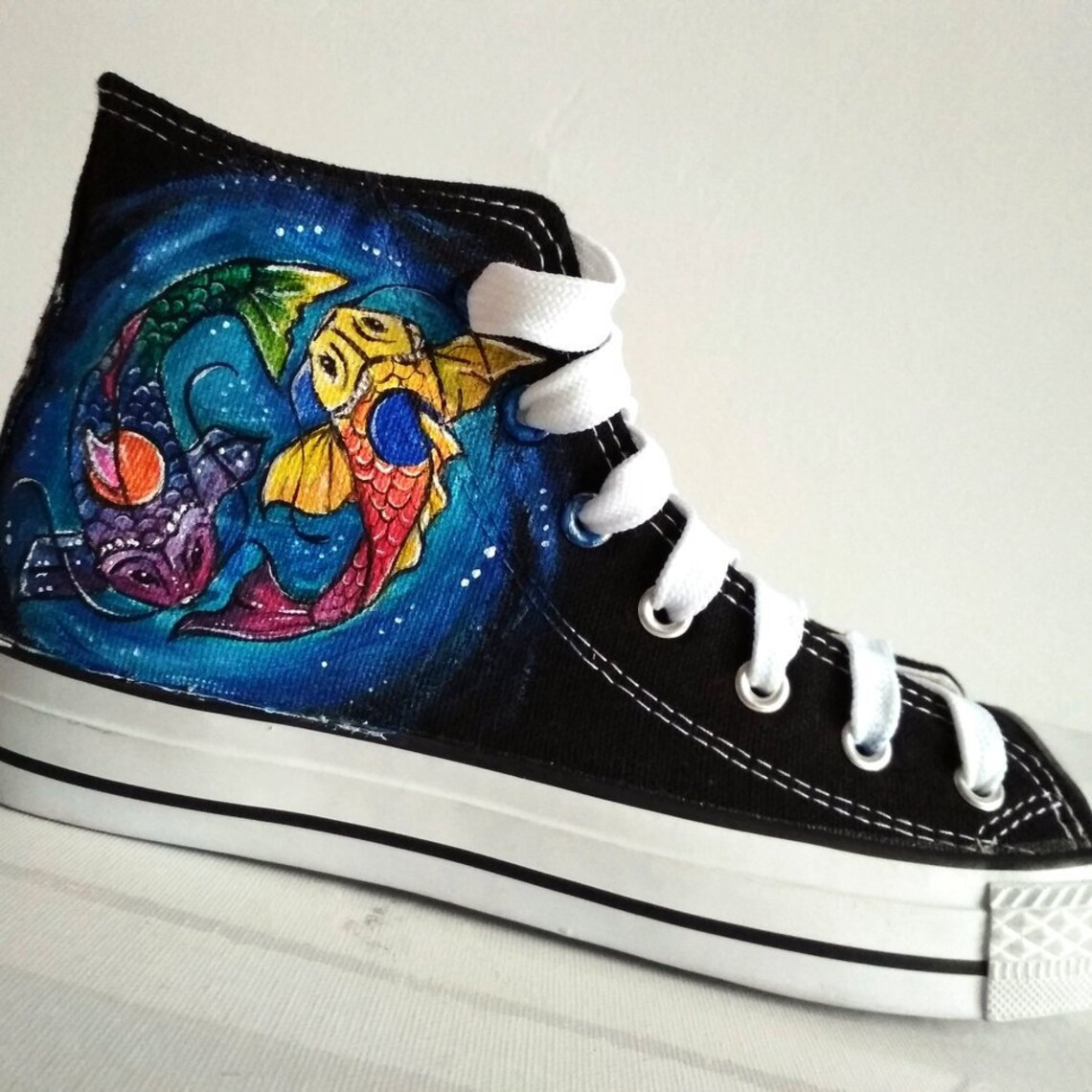 Koi Fish Shoes Yin Yang Shoes Fish Converse Sea Lover Gift Etsy