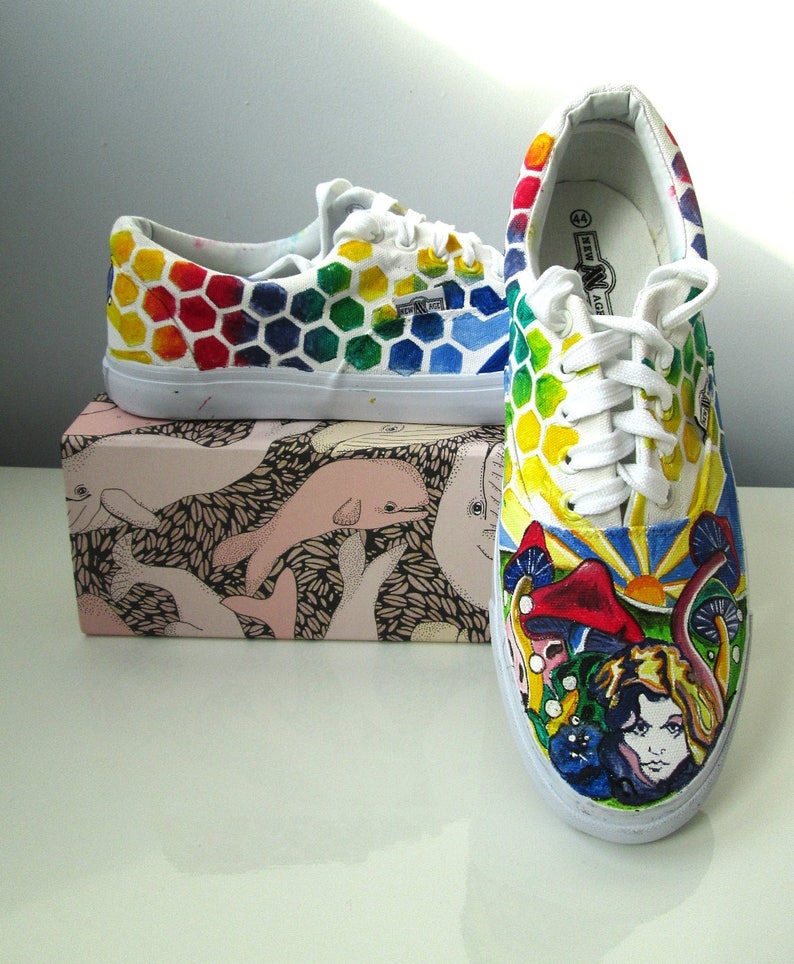 Custom Hand Painted Psychedelic Shoes Hippie Shoes Trippy Etsy UK