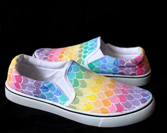 Custom shoes mermaid scales shoes, pastel rainbow shoes