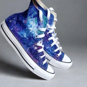 Hand-painted Galaxy Shoes - Unique Cosmic Sneakers for Space Lovers, Astronomy Fans, and Artistic Gifts