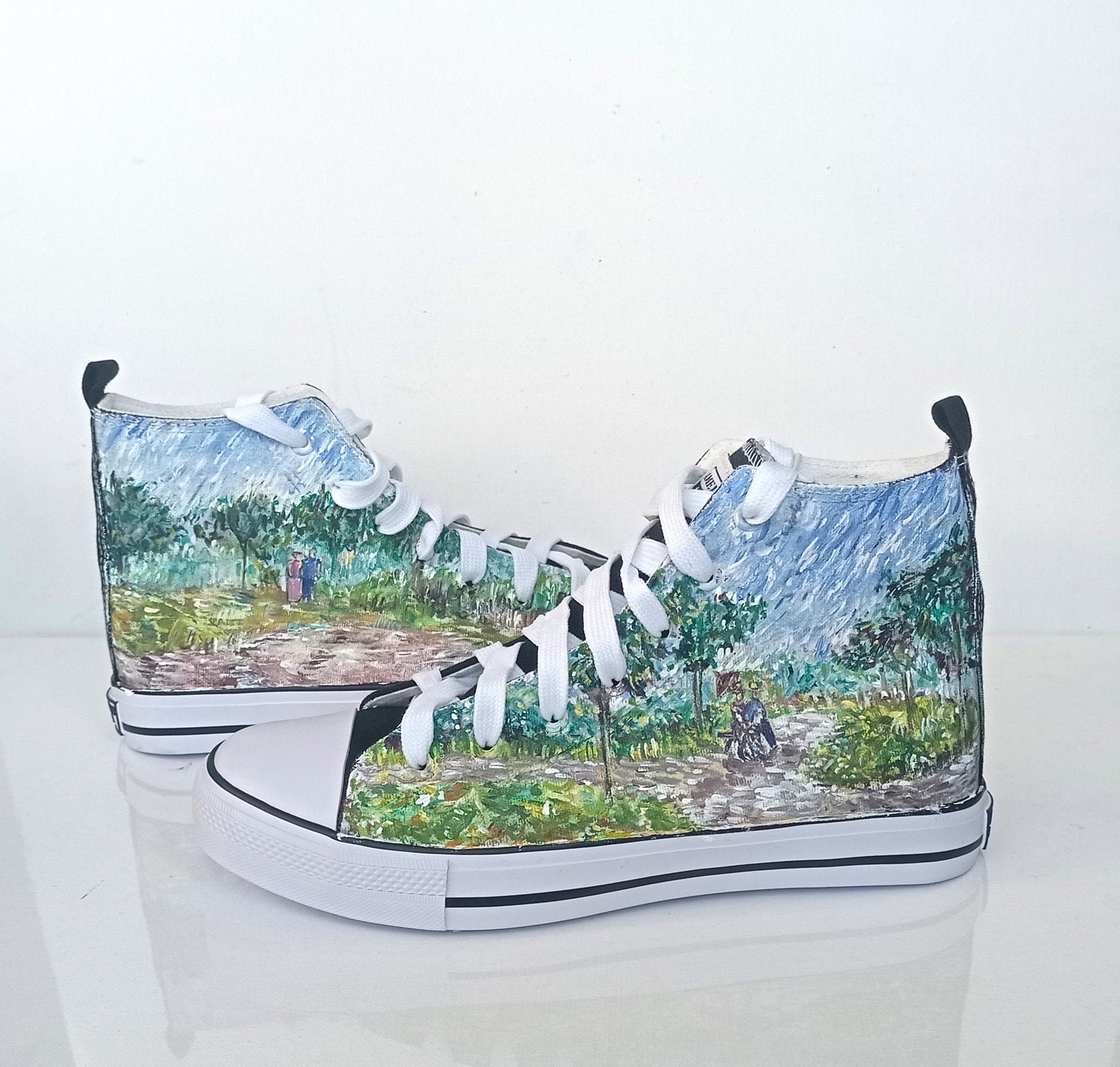 Custom Vincent Van Gogh shoes, hand painted impressionism art sneakers, art on shoes, celestial shoes,Vincent Van Gogh art