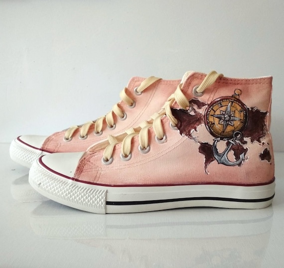 Custom Travel Shoes World Map Shoes Compass Shoes Anchor