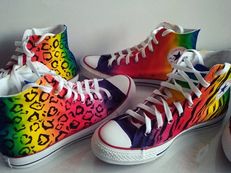 Custom rainbow tiger shoes rainbow converse animal print Custom rainbow tiger shoes rainbow converse animal print