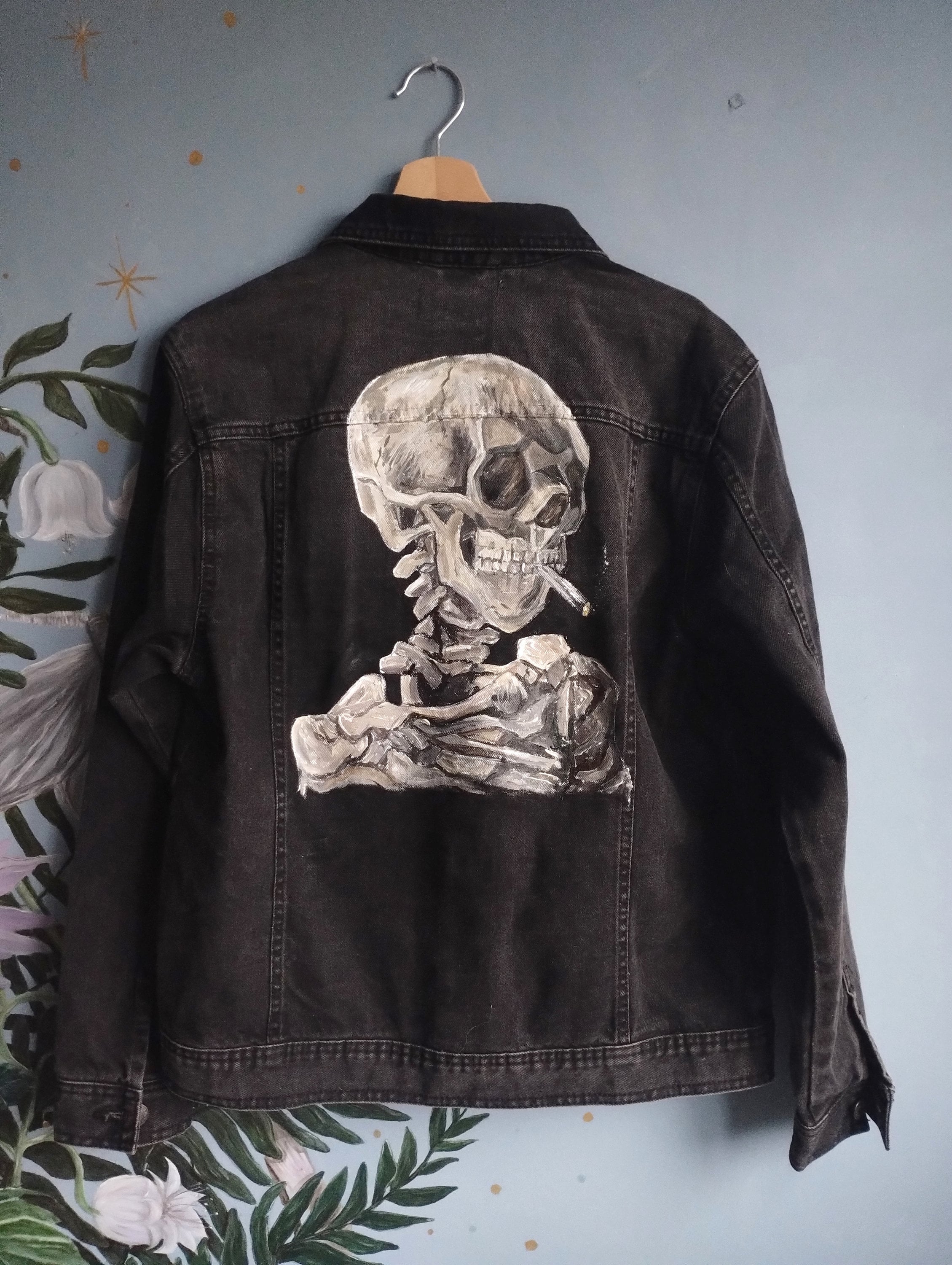 Skeleton Jean Jacket Etsy UK