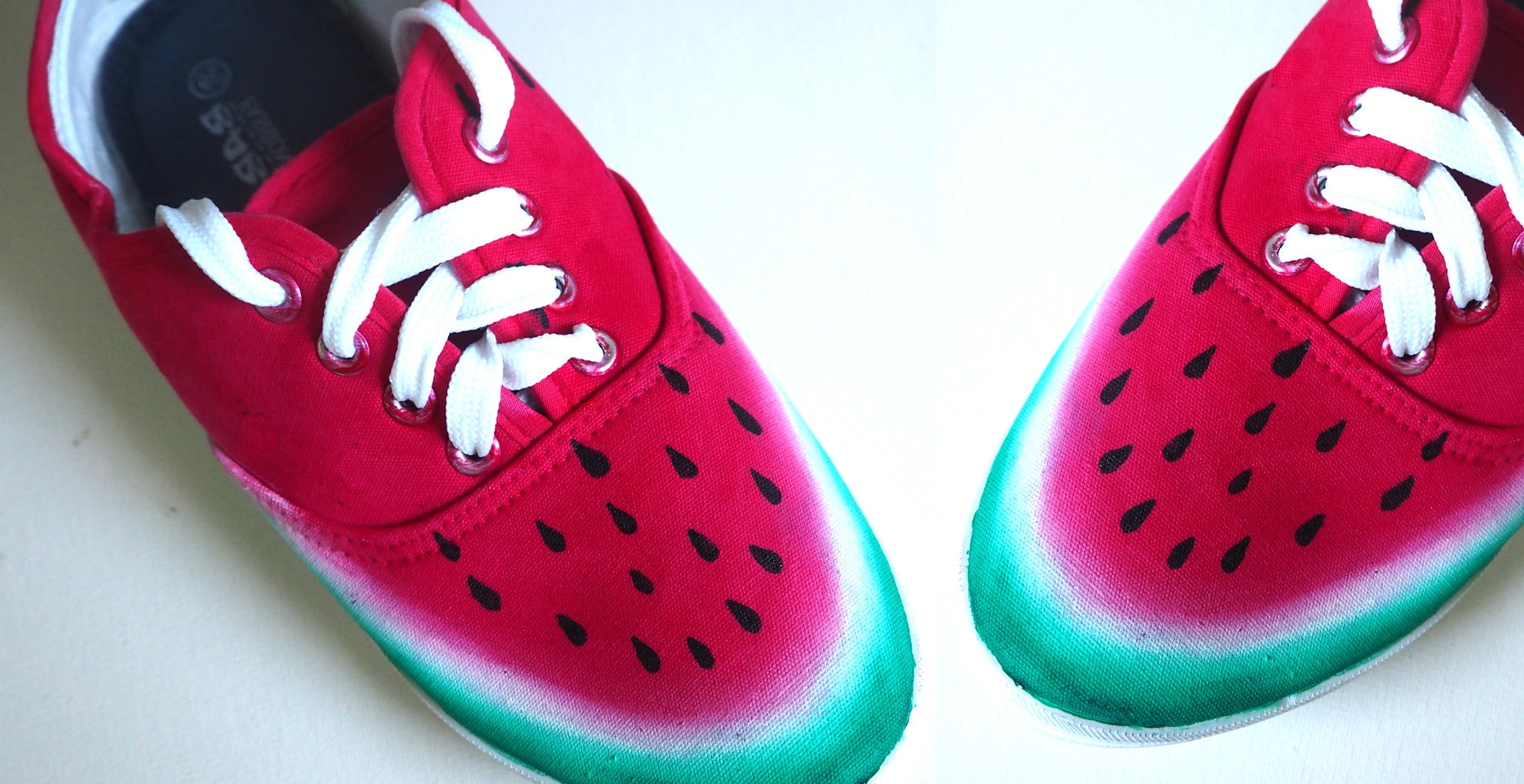 Custom Watermelon Shoes Personalized Hand Painted Watermelon Etsy
