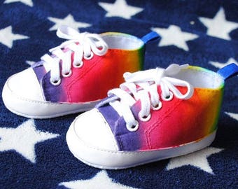 Rainbow Infant shoes, Hand painted booties, rainbow shoes, infant shoes