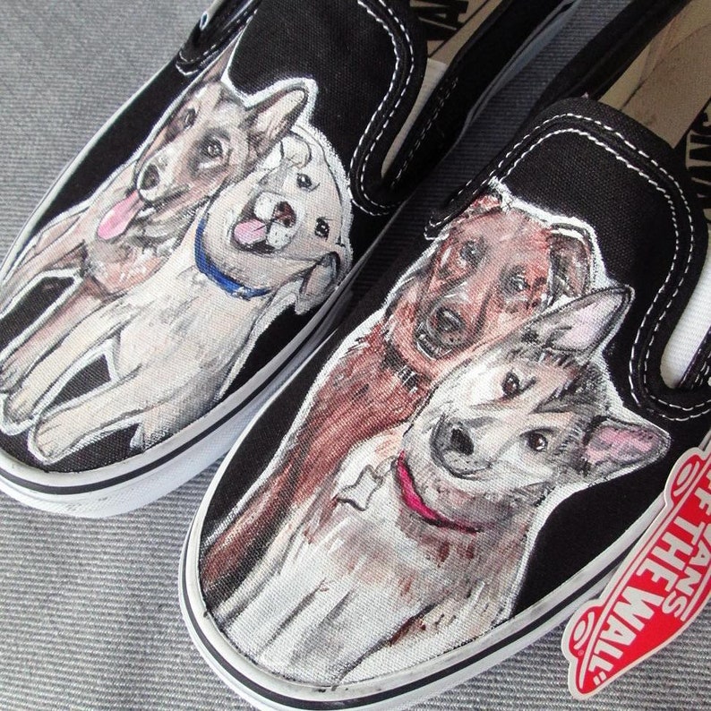 Custom Dog Portrait Hand Painted Shoes With YOUR DOG Custom Etsy