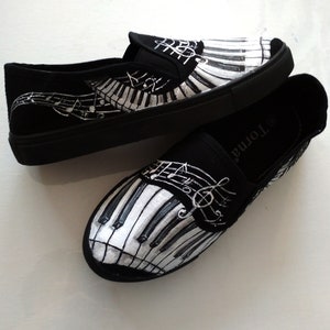 Custom Piano Shoes: Hand-Painted Music Notes Slip-Ons